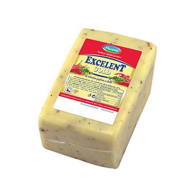 Excelent gold sýr 48% zelený pepř a chilli chlazený Moravia cca 1,5kg