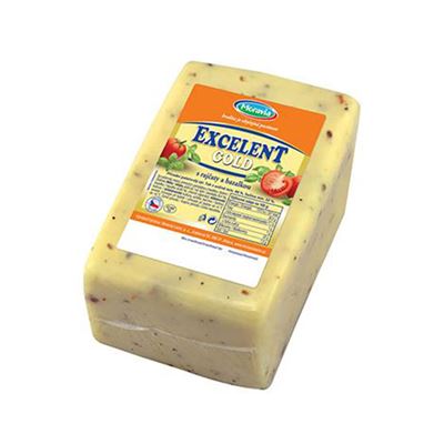 Excelent gold sýr 48% bazalka a rajče chlazený 1xcca1,5kg Moravia