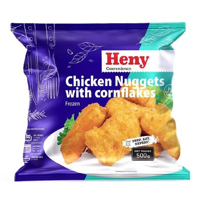 Kuřecí nugety obalované cornflakes mražené 18x500g Heny