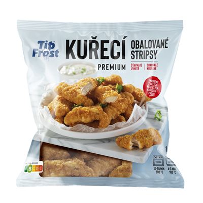 Kuřecí stripsy obalované Premium mražené 5x1kg TipFrost