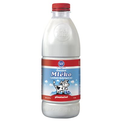 Mléko plnotučné čerstvé láhev 3,5% chlazené 6x1L Bohemilk