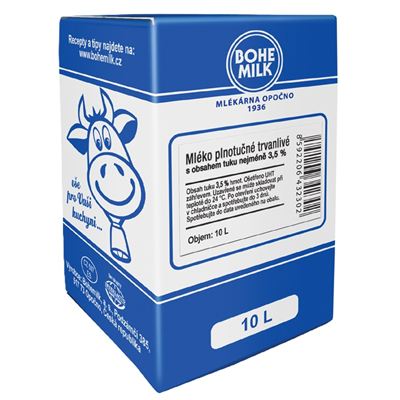 Mléko plnotučné trvanlivé 3,5% BIB 1x10l Bohemilk