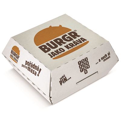 Krabička na burger s potiskem 1x50ks Burger jako kráva