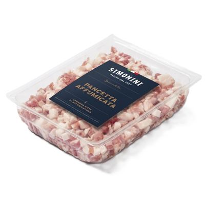 Pancetta Tesa Affumicata kostičky (uzený bok) chlazená 1x1kg Simonini
