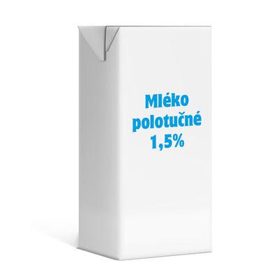 Mléko polotučné trvanlivé 1,5% 12x1l
