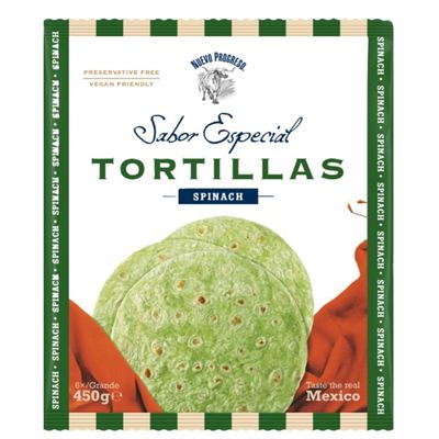 Tortilla pšeničná se špenátem 25cm 1x6ks Nuevo Progreso