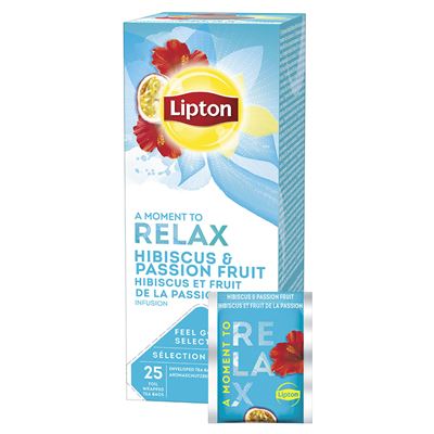 Lipton Relax Ibišek a Maracuja ovocný čaj 25x1,6g