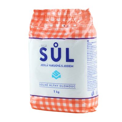 Sůl jedlá vakuová s jódem 12x1kg Solné mlýny