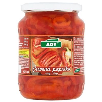 Paprika červená řezaná sterilovaná 8x630g Ady