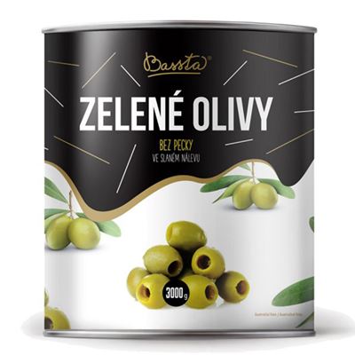 Olivy zelené celé vypeckované 1x3kg Bassta