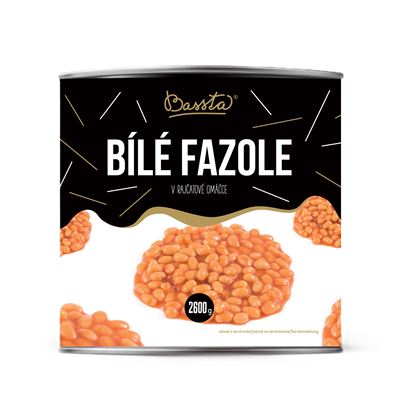 Fazole bílá v rajčatové omáčce 1x2,6kg Bassta