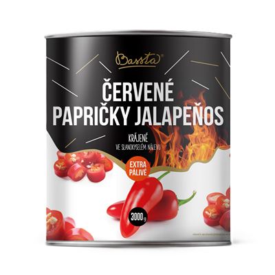 Jalapeňos papričky krájené červené 1x3kg Bassta
